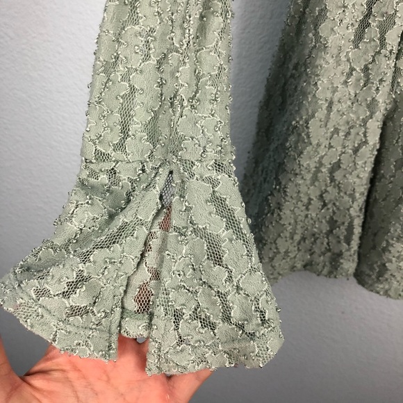 Free People • Mint Lace Keyhole Mini Skater Dress - Picture 3 of 8